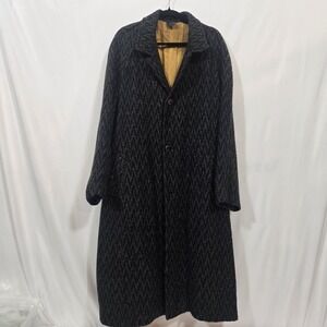 Vintage Greyhound London Women's XL Wool Herringbone Maxi Coat Oversized